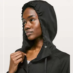 Lululemon City Stroll Lightweight Long Jacket Trench Coat in Black W2299 Sz 6 thumbnail 6