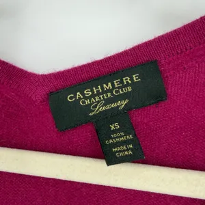 Charter Club Luxury 100% Cashmere‎ V-Neck Sweater Raspberry Pink XS Oversized thumbnail 3