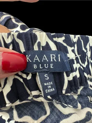 Kaari Blue Navy & White Floral Wide-Leg Pants with Red Hem Trim thumbnail 2