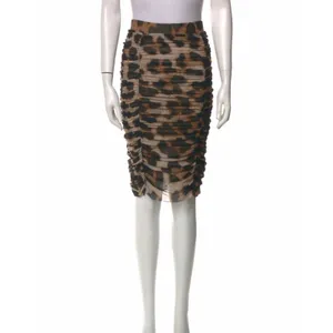 Ganni Animal Print Ruched Mesh Pencil Skirt Size M EU 36 thumbnail 2