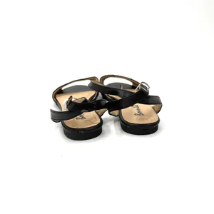 Black Strappy Flat Sandals With Ankle Buckle Casual Summer Comfort Style Designs thumbnail 9