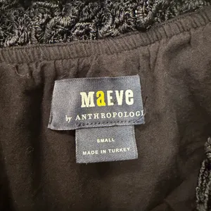 Maeve by Anthropologie Black Floral Crochet Ruffle Puff Sleeve Blouse Size Small thumbnail 3