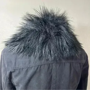 Vintage GUESS Faux Fur Mid Length Trench Coat RARE Jacket in Black Sz. Small thumbnail 7