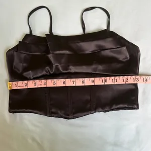 Black satin corset crop top thumbnail 5