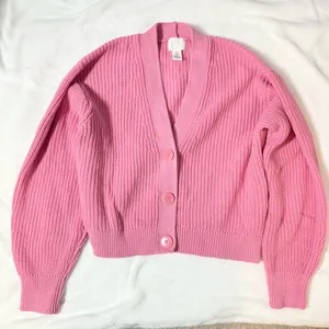 H&M RIB-KNIT CARDIGAN in Pink - Size: XS thumbnail 1