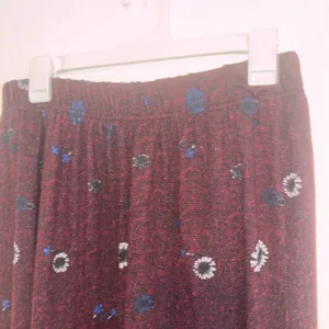 Purple Blue & White Soft & Stretchy Floral Maxi Skirt thumbnail 4