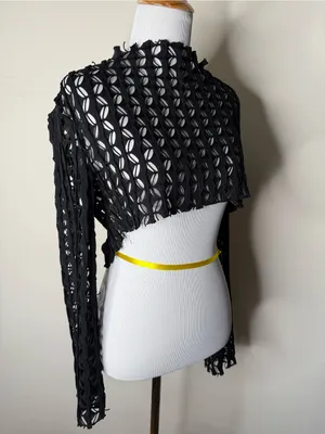 Pretty Damage Black Laser Cut Cropped Long Sleeve Top thumbnail 3