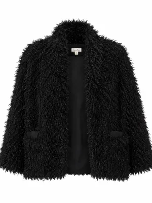 Love Fire Black Faux Fur Teddy Jacket for Women thumbnail 1