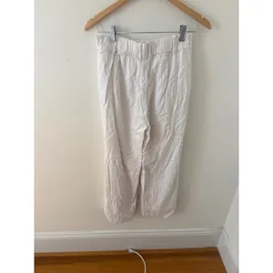 Abercrombie & Fitch White Linen Blend Pleated Wide Leg Pants Small High Rise thumbnail 2