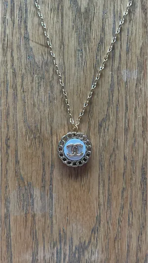 Reworked Gold and White Button Necklace thumbnail 5