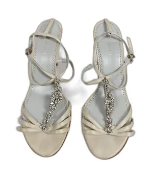 Women Grazia Rhinestone Heeled Sandals Ivory Size 9.5B thumbnail 1