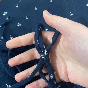 navy scattered micro palm print tie strap square neck mini dress thumbnail 7