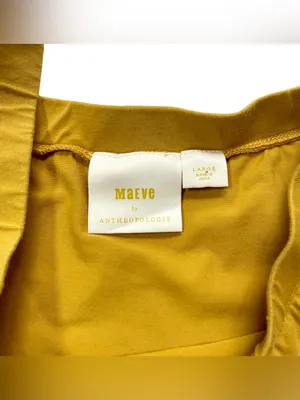 Maeve by Anthropologie Mustard Yellow Flutter Sleeve Top thumbnail 3