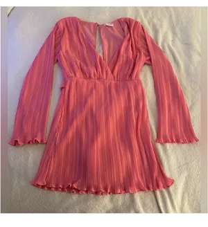 Lovers + Friends Pink Pleated Bianca Mini Dress Long Sleeve thumbnail 3