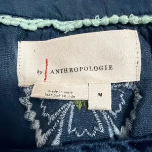 Anthropologie Navy Blue‎ Velvet Floral Embroidered Square Neck Blouse M thumbnail 6