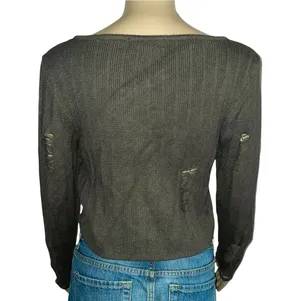 Lace Up Destroyed Cropped Sweater thumbnail 2