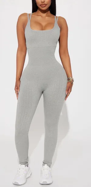 GREY KNIT JUMPSUIT Gray Size XS thumbnail 1