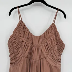 Chelsea 28 Ruched Slip Dress Mauve Size XL Spaghetti Strap Midi Stretch Feminine thumbnail 3