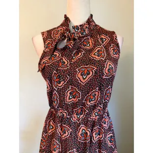 Paisley Maxi Dress Sleeveless Tie Neck Orange S boho whimsi resort festival y2k thumbnail 3