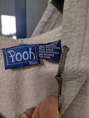 90s Disney Grey Zip-Up Hooded Sweater with Winnie the Pooh Patch thumbnail 3