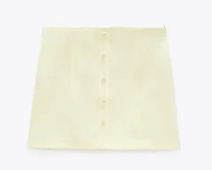 ZARA 🦙📦 linen blend mink skirt Medium Pale yellow thumbnail 3