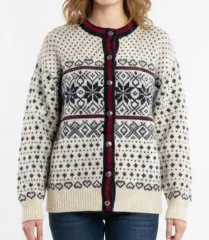 Vintage L.L. Bean Fair Isle Nordic Cardigan Sweater Wool Sie XL Women’s Winter thumbnail 1