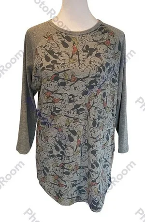 LuLaRoe Heather Gray with Mickey Mouse Disney Print 3/4 Sleeve Tee Medium thumbnail 1