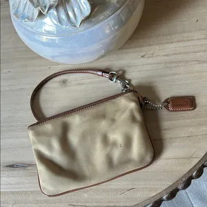 Coach Classic Nylon Tan/ Brown Wristlet Mini Purse thumbnail 5