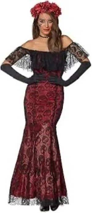 NIB Spirit La Catrina Day of the Dead Trumpet Dress Costume S/M thumbnail 1