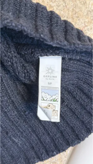 OFFLINE by Aerie Black Knit Sweater 1/4 Zip thumbnail 4