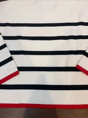 Baltic Born Cream Crewneck Sweater with Black Stripes & Red Trim - C47-041 thumbnail 6