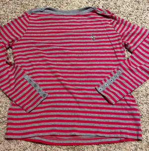 U S Polo Association red & grey striped long sleeve top size L thumbnail 1