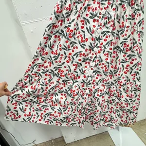 Code Mode Cherry Print Cotton Midi Dress White Red Small Summer Picnic thumbnail 5