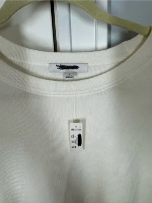 Madewell Merino Wool Pullover Sweater ivory & black trim size large capsule 2025 thumbnail 3