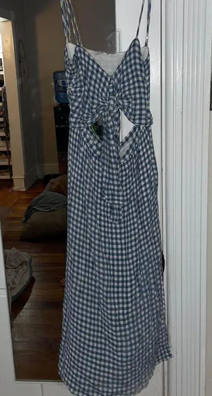 Olivaceous gingham front tie dress thumbnail 1