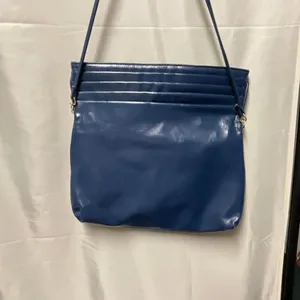 Vintage Valerie Barad blue leather crossbody handbag. thumbnail 4