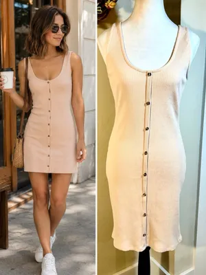 💥NWT The Drop x Sierra Furtado Rose Dust Ribbed Bodycon Mini Dress Sz M💛 thumbnail 2
