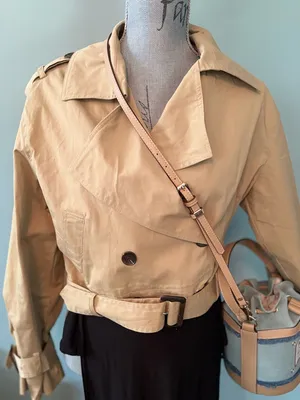 Joie Tan Cropped Trench Coat thumbnail 4
