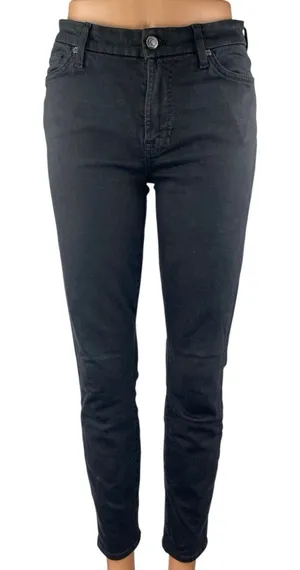 7 For All Mankind Women's Black Mid Rise Slim Skinny Leg Denim Jeans Pants Sz 26 thumbnail 1