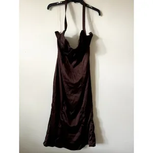 Oh Polly Elyra Satin Sweetheart Bustier Fishtail Midaxi Dress Chocolate Brown 14 thumbnail 9