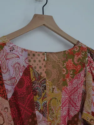 Kachel x Anthropologie Puff Sleeve Patchwork Paisley Midi Dress Size 6 NWT thumbnail 7