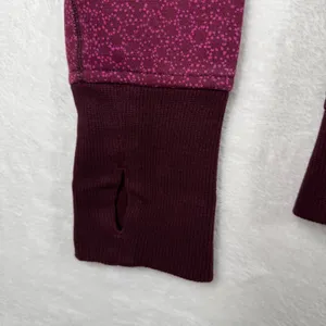 Lululemon Scuba Hoodie Full Zip Burgundy Dotted Fleece Sweatshirt Womens Size 10 thumbnail 9