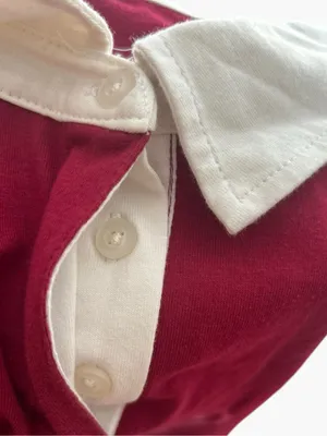 Plus-Size Burgundy Rugby Crop Sweatshirt with Pink '10' Graphic thumbnail 6