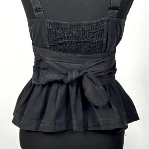 Mare Mare x Anthropologie Black Peplum Cami Top Womens XS Wrap Waist‎ Faded Y2K thumbnail 11