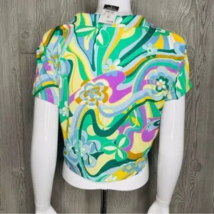 Nwt rue21 cropped collared button down shirt tie dye swirl 70s style XL thumbnail 5