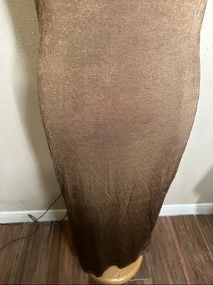 NA-KD Brown Shiny Sheen Square Neck Midi slip tank Dress women’s size Large NEW thumbnail 13