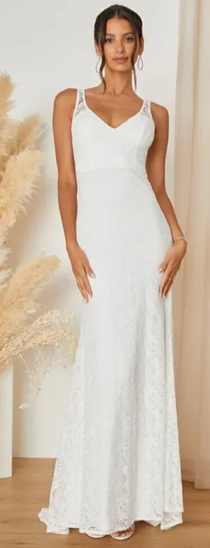 LULUS Bridal Wedding Elegant Sophisticated Sexy Floral Lace Mermaid Trum… thumbnail 1