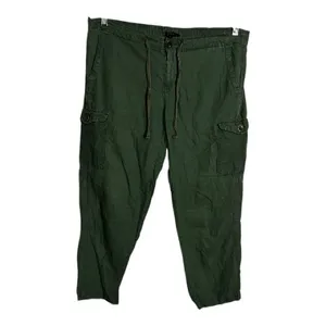 J.Crew‎ Army Green Linen Cotton Blend Utility Cargo Crop Pants thumbnail 2