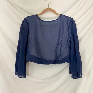 Source Unknown 2 Piece Navy Blue Chiffon Matching Pantsuit Set Size M thumbnail 4