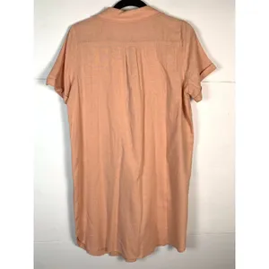 Lulus Dress M NWT Blush Pink Linen Blend Lace Up Shift Midi Pockets Resort thumbnail 14